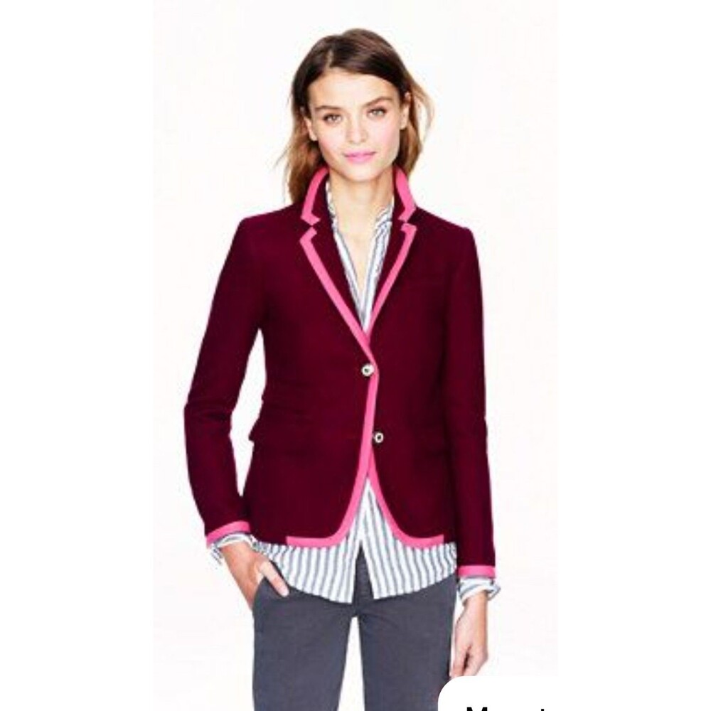 J. CREW Berry Wool Tipped Schoolboy Blazer Jacket 12 Y2K Academia (M13)